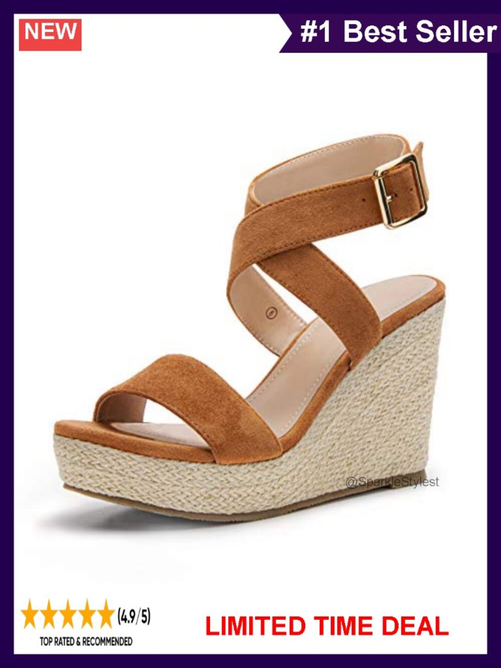 Womens Espadrille Platform Wedge Sandals Open Toe Ankle Strap Slingback